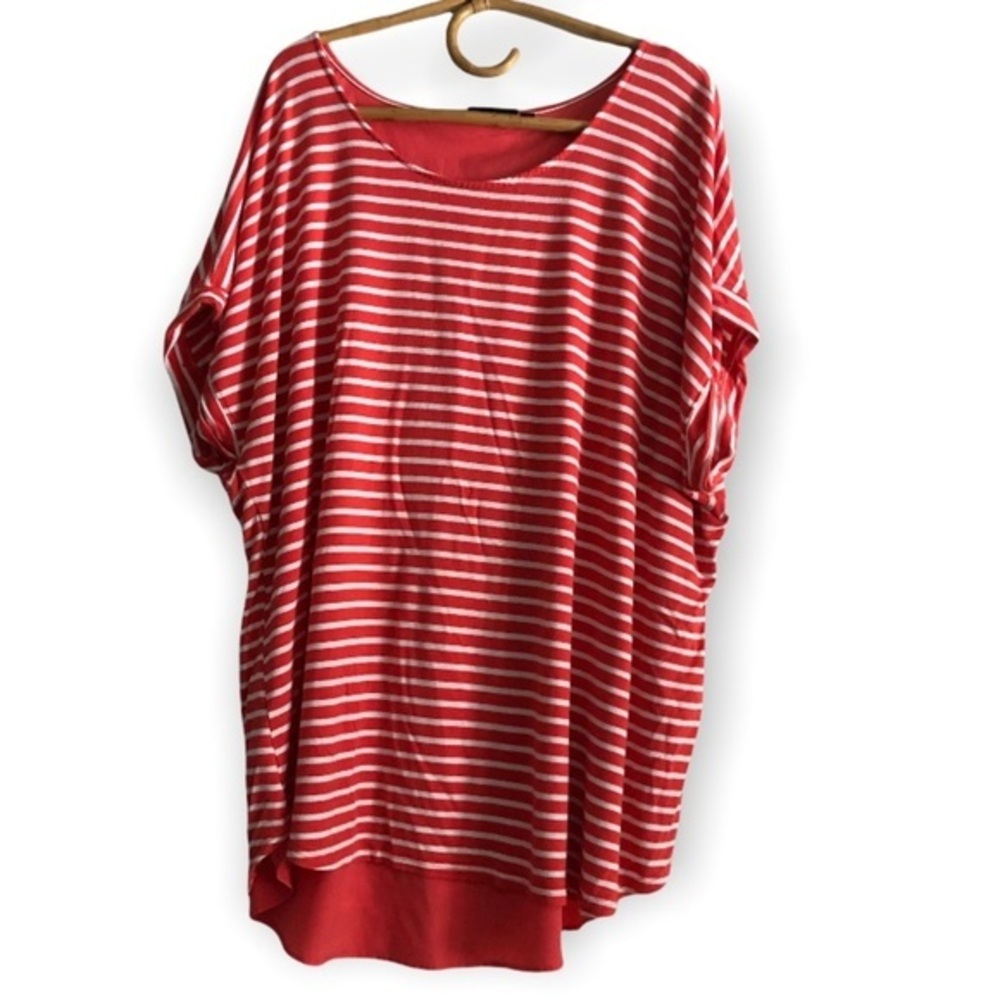 Apt 9 Shirt Women’s Plus Size 2X Orange-White Stripes Pull Over Top